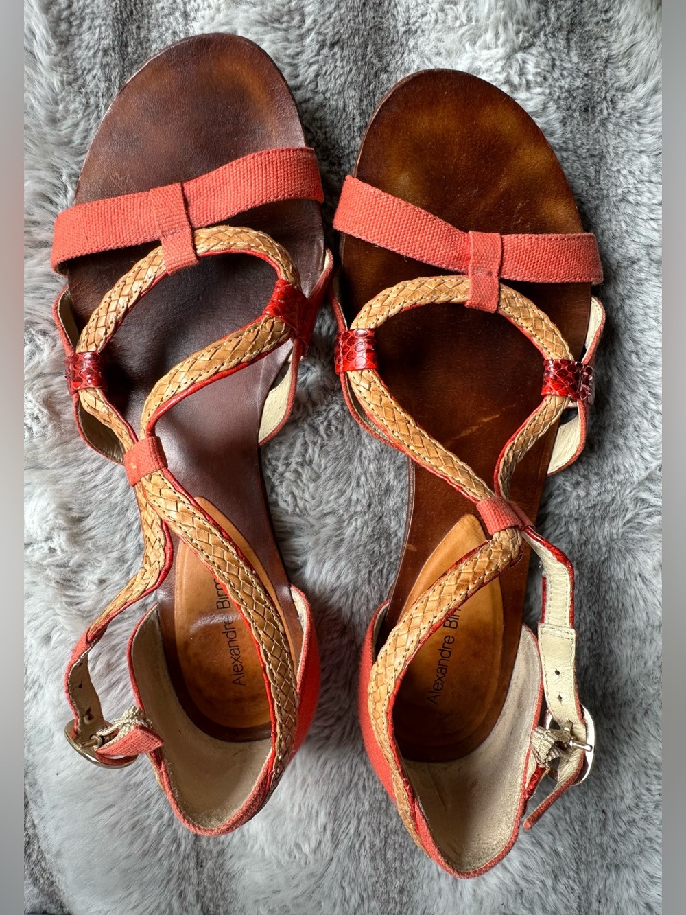 Alexandre Birman Coral Canvas & Python Leather Braided Flat Sandals 6.5 - Picture 2 of 9